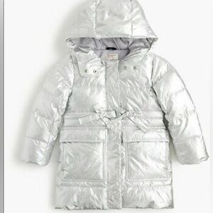 Crewcuts Shiny Silver Puffer Coat. Size 16